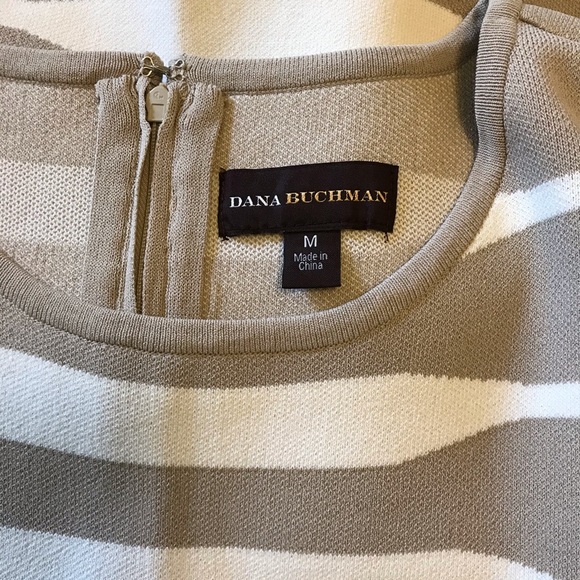 NWT Dana Buchman khaki & cream zebra knit dress M - Picture 3 of 4